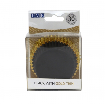 Cupcake Baking Cases - Black with Gold Trim